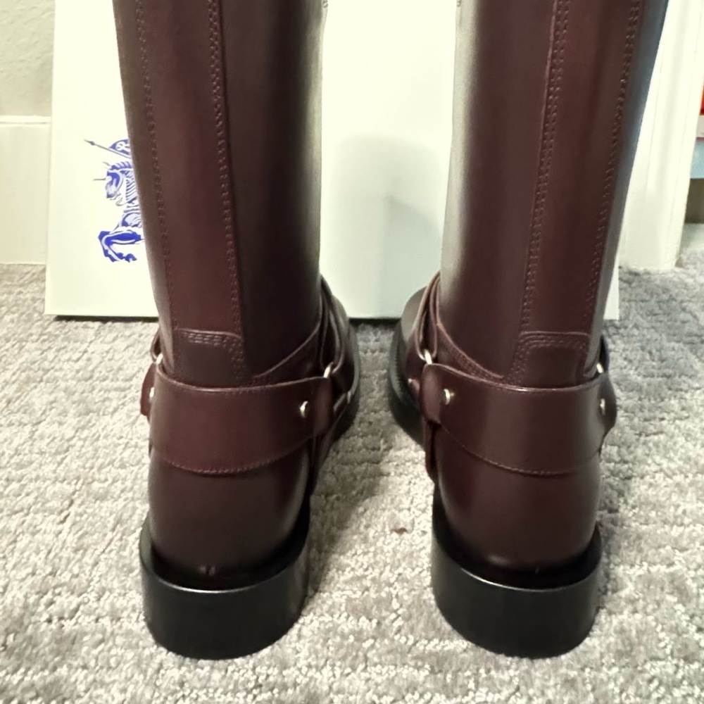 Burberry Brown Leather Combat Moto Boots - Picture 8 of 16